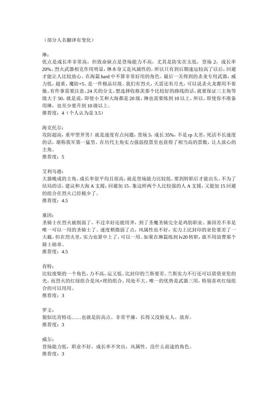 烈火之剑全人物评价_第1页