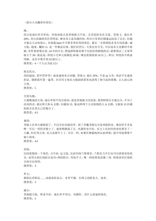 烈火之剑全人物评价