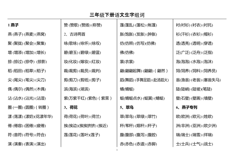 三年级下册语文生字组词 (2)_第1页