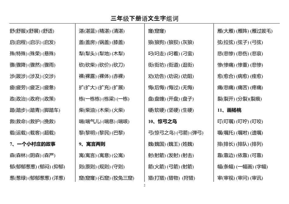 三年级下册语文生字组词 (2)_第2页
