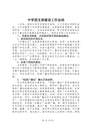 中学团支部建设工作总结