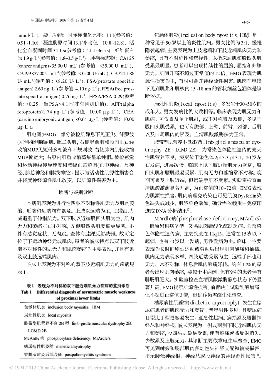 双手和双下肢近端肌无力伴萎缩的病例讨论_黄莹_第2页