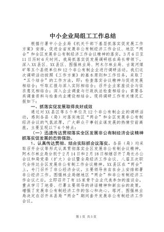 中小企业局组工工作总结