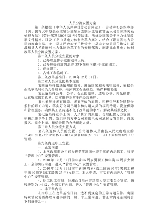 人员分流安置方案