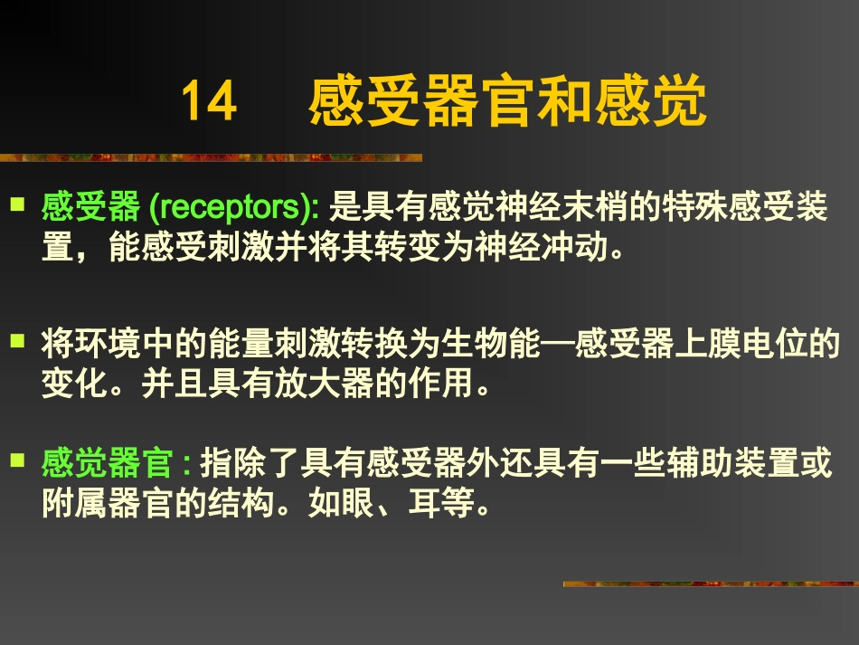普通生物学 第14章 感觉器官与感觉_第1页