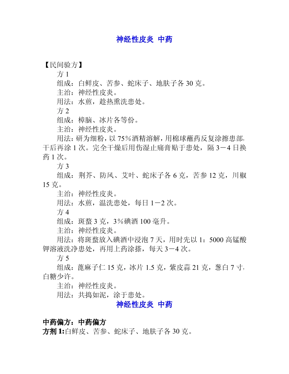 神经性皮炎 中药(新版)_第1页