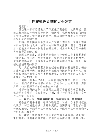 主任在建设系统扩大会发言