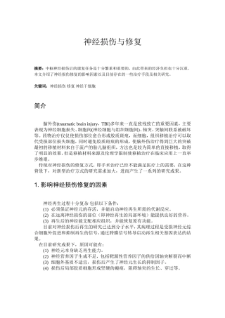 神经损伤与修复