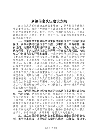 乡镇信息队伍建设方案