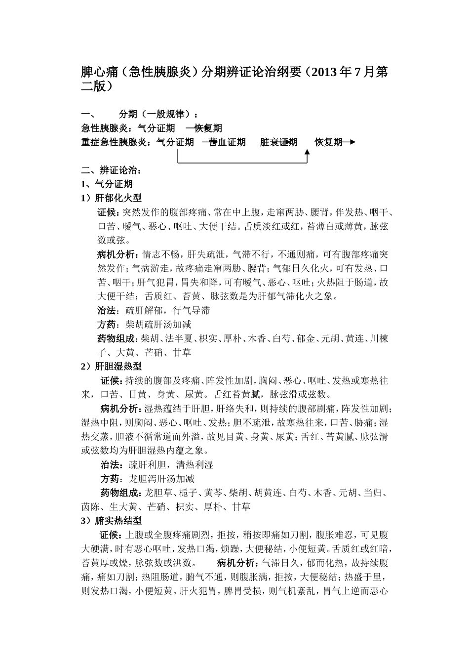 脾心痛(急性胰腺炎)分期辨证论治纲要2013年7月第二版_第1页