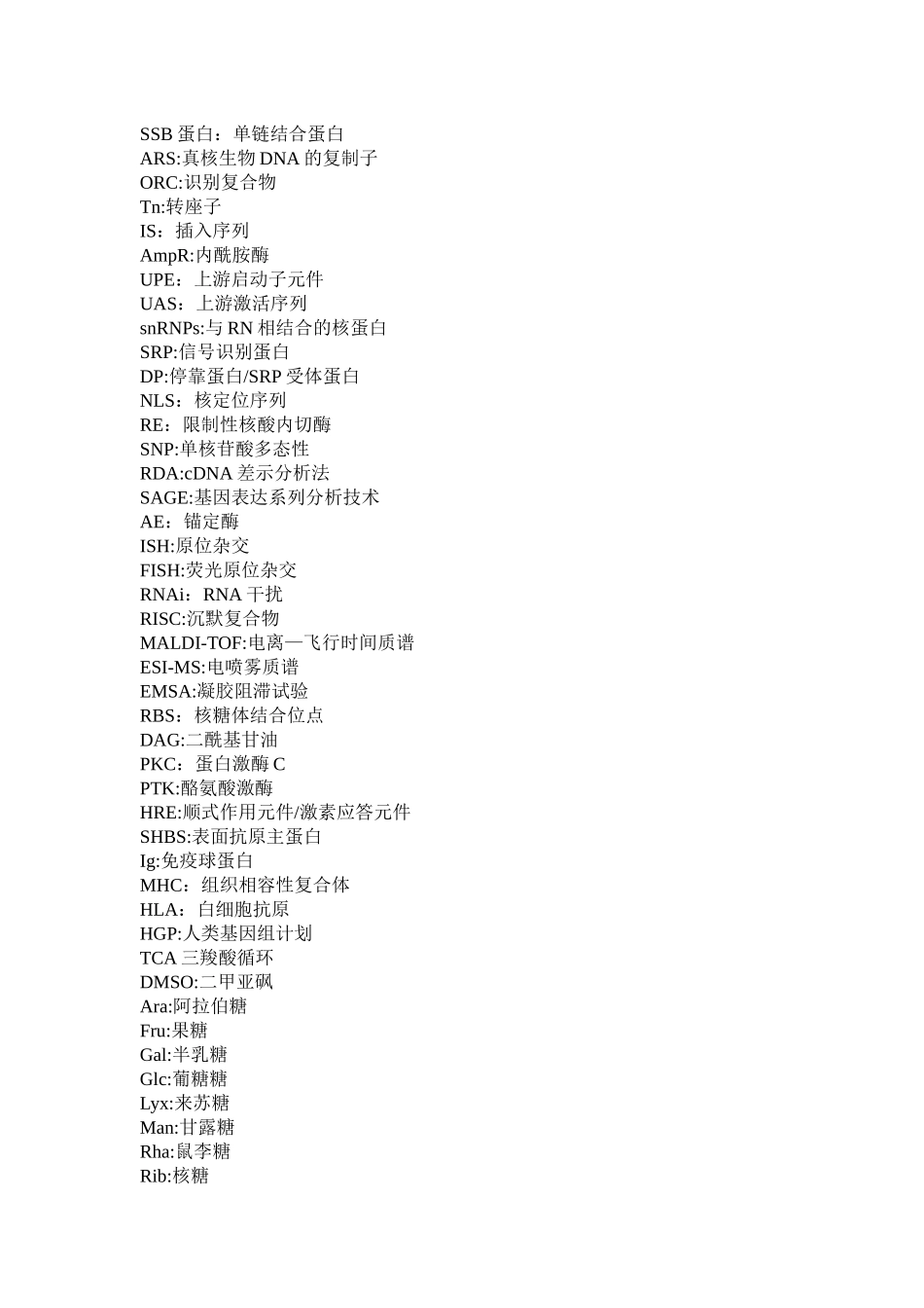 生物学中常用英文缩写_第1页