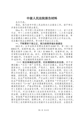 中级人民法院报告材料