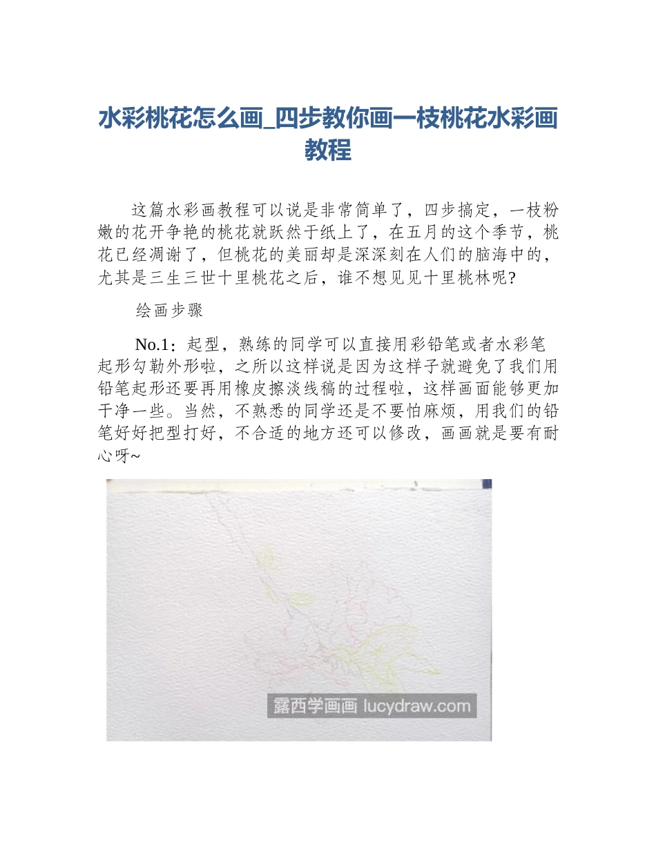 水彩桃花怎么画_四步教你画一枝桃花水彩画教程_第1页