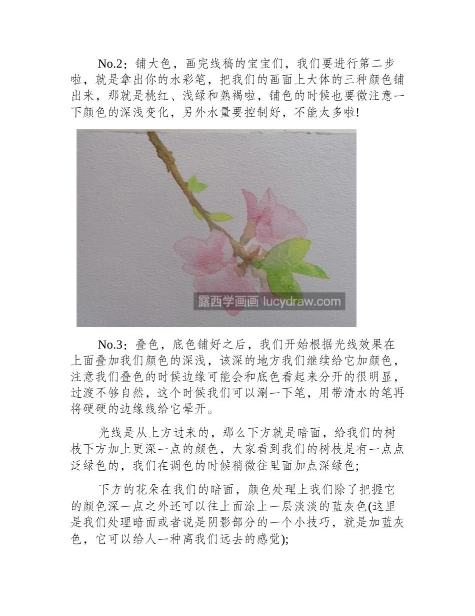 水彩桃花怎么画_四步教你画一枝桃花水彩画教程_第2页