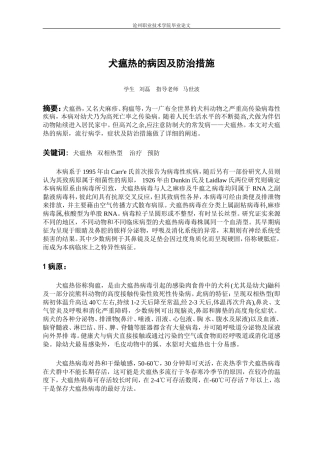 犬瘟热的诊治