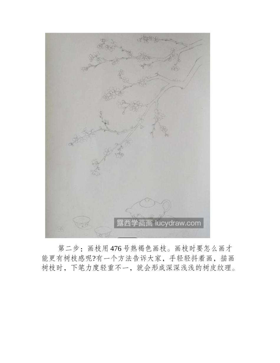 桃花下的清茶怎么画_教你画水彩和彩铅结合的古风画彩铅画教程_第2页