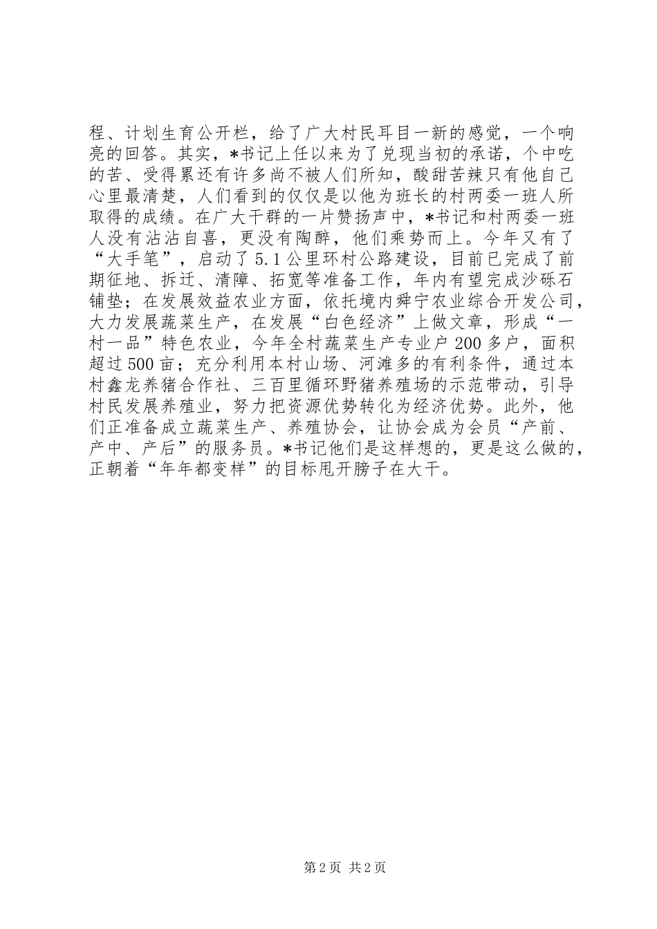 优秀村党支部书记事迹材料_第2页