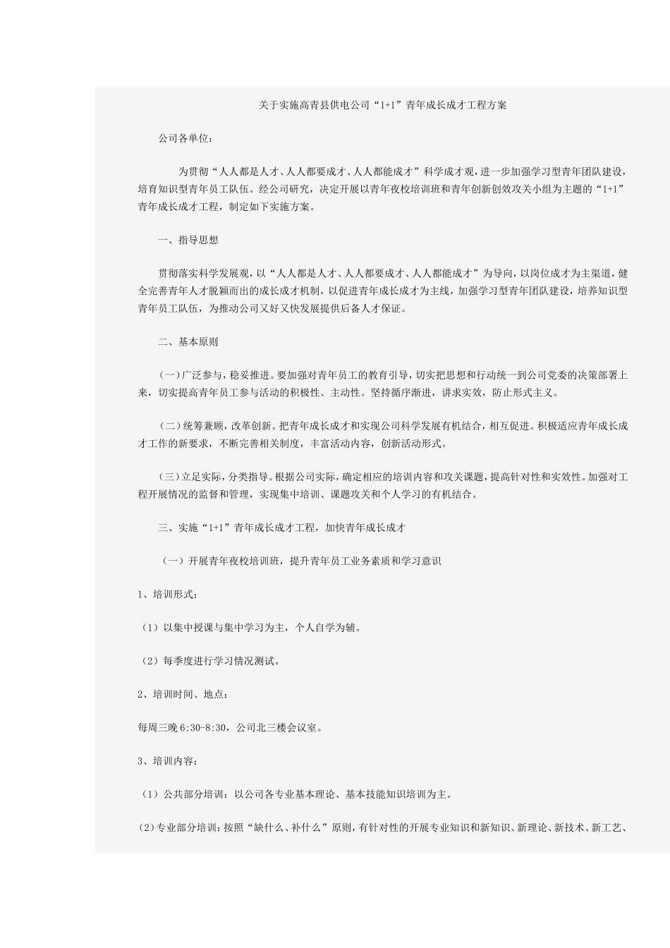 青年成长成才实施方案_第1页