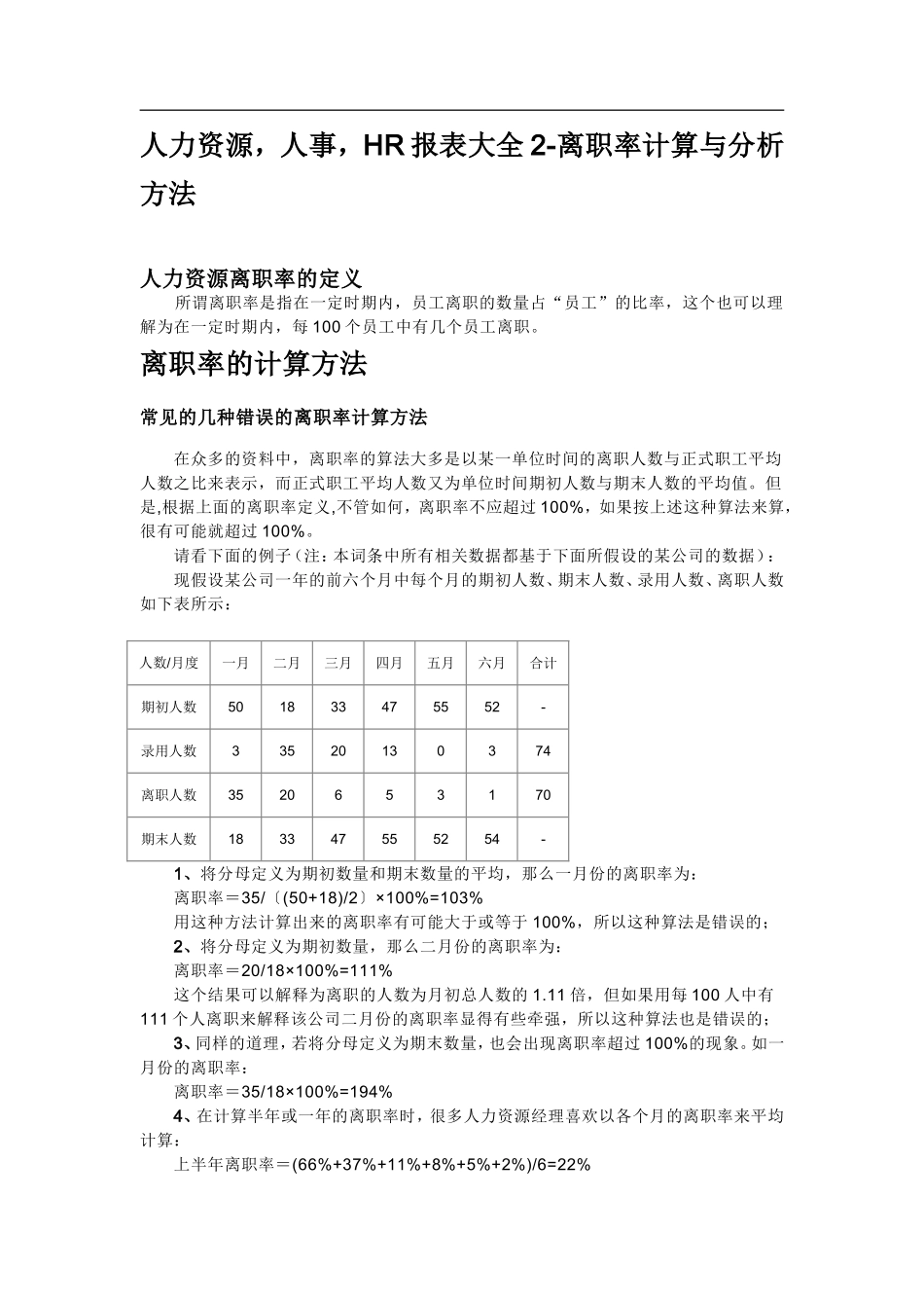 人力资源,人事,HR报表大全2-离职率计算与分析方法_第1页