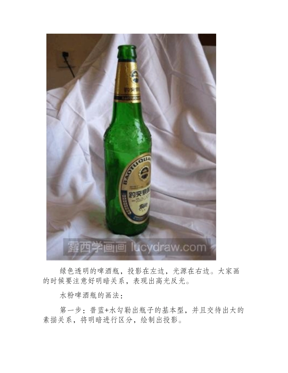 水粉啤酒瓶的画法水粉画教程1_第2页