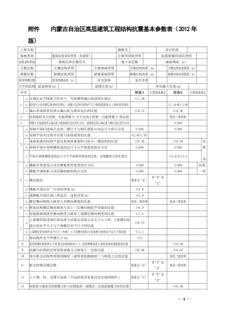 内蒙古自治区高层建筑工程结构抗震基本参数表(2012年版)