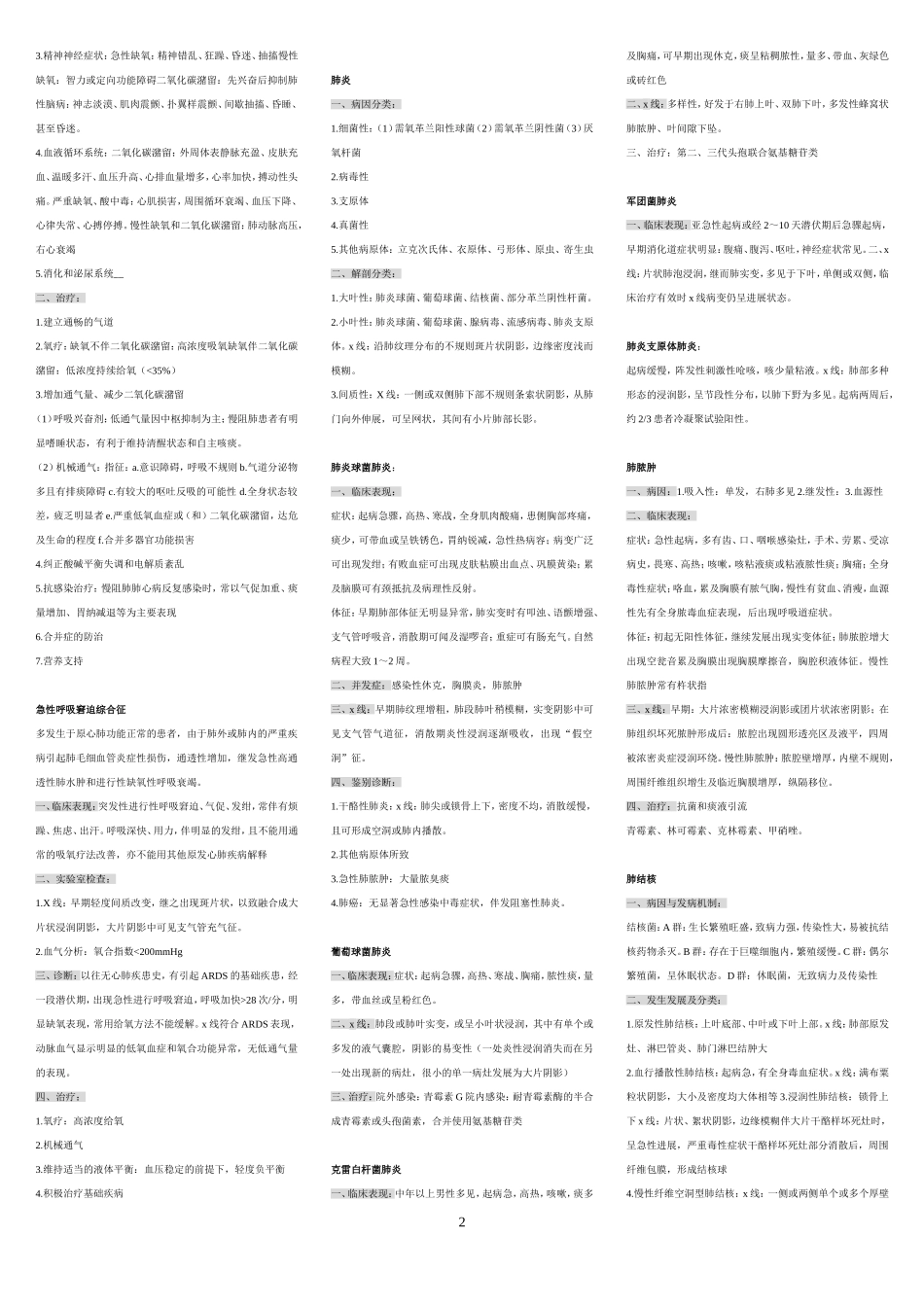 内科学中级考点速记完整版(三栏小字版)_第2页