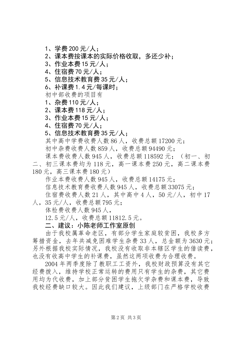 中学教育收费情况自查报告 (2)_第2页