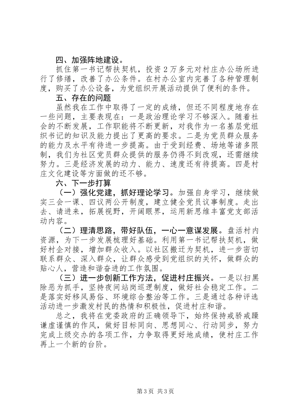 201X年村支部书记述职报告_1_第3页