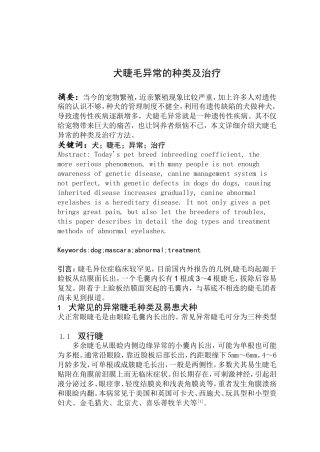 犬睫毛异常的种类及治疗