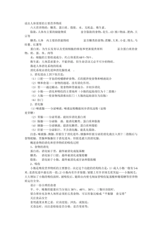 说出人体需要的主要营养物质