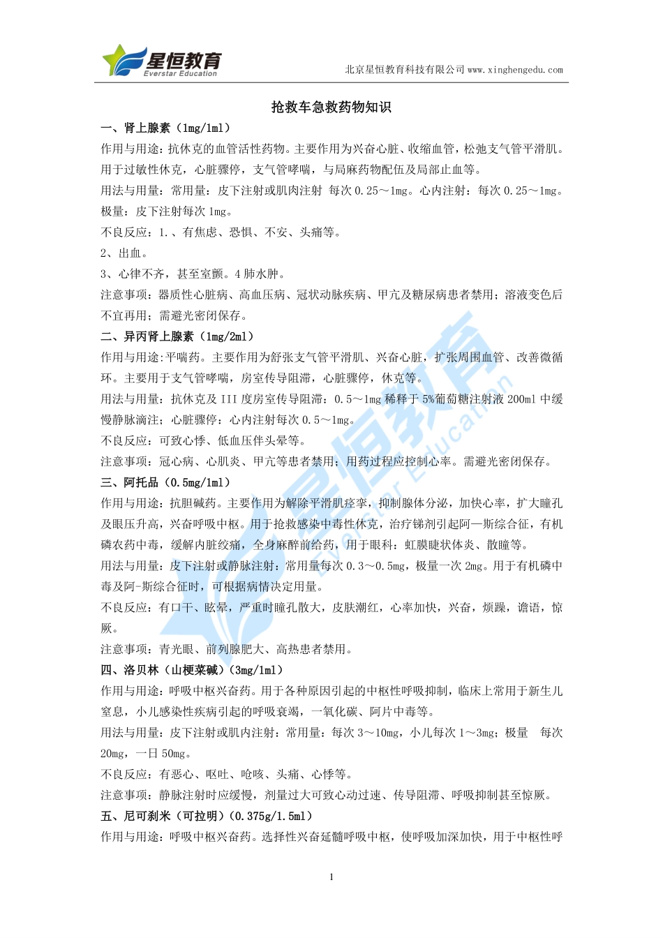 抢救车急救药物知识_第1页