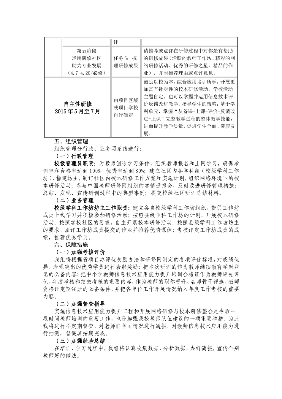 向阳小学行政后勤组国培计划实施方案_第3页