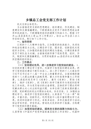 乡镇总工会党支部工作计划