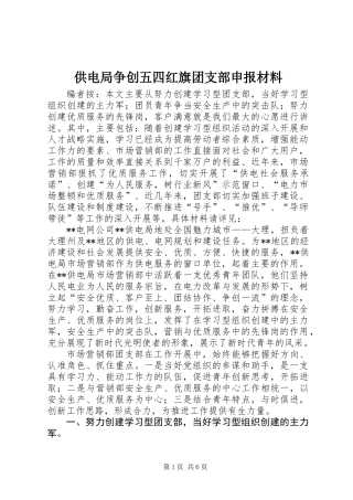 供电局争创五四红旗团支部申报材料