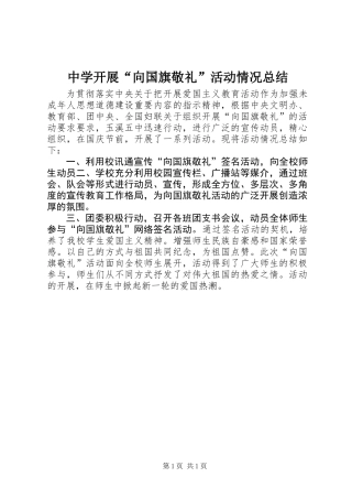 中学开展“向国旗敬礼”活动情况总结