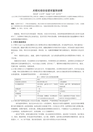 犬呕吐综合征症状鉴别诊断