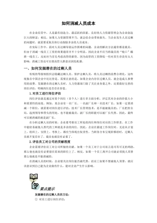 如何消减人力成本