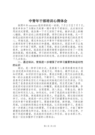 中青年干部培训心得体会