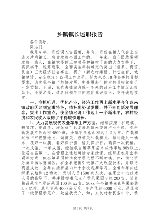 乡镇镇长述职报告