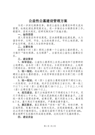 公益性公墓建设管理方案