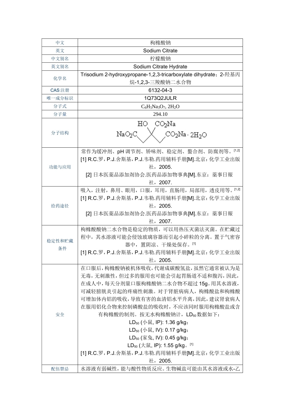 柠檬酸与柠檬酸钠安全用量_第1页