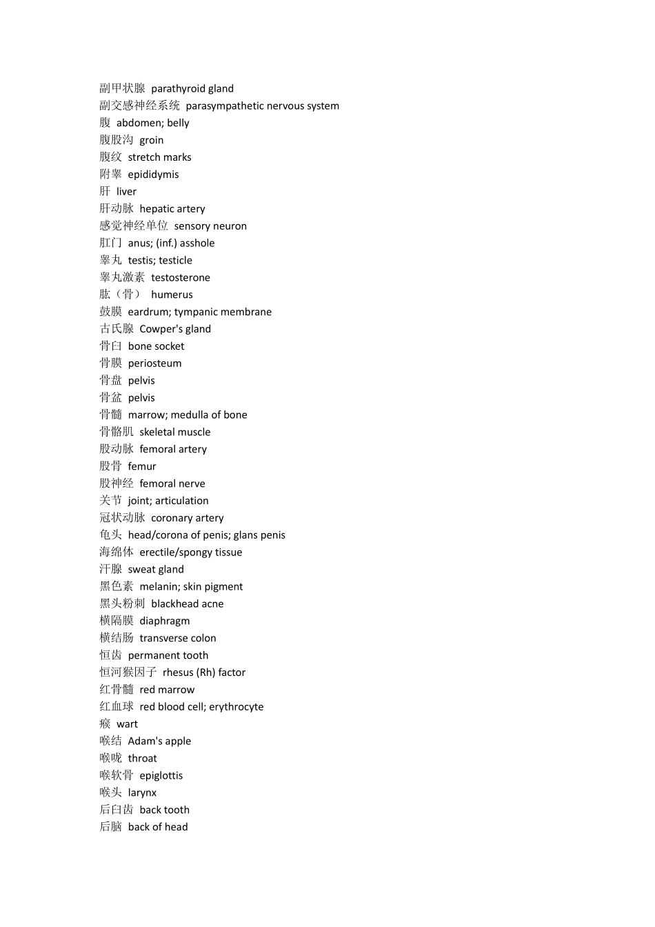人体器官组织中英文对照表_第3页