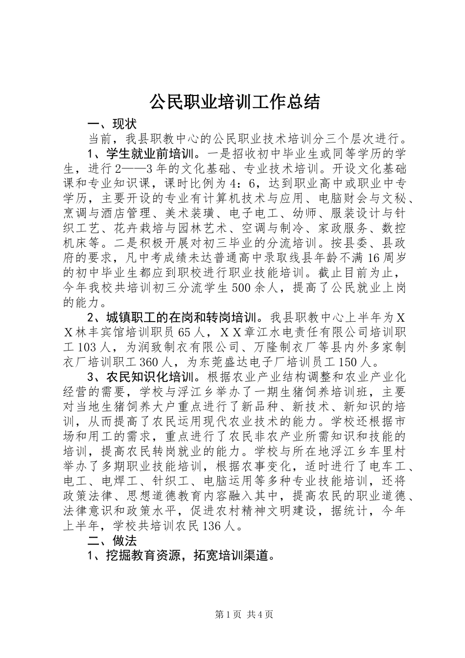 公民职业培训工作总结_第1页