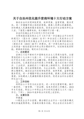 关于自治州优化提升营商环境十大行动方案