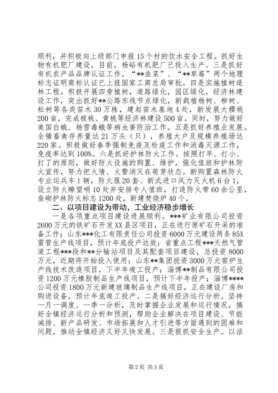 乡镇主要工作完成情况汇报_第2页