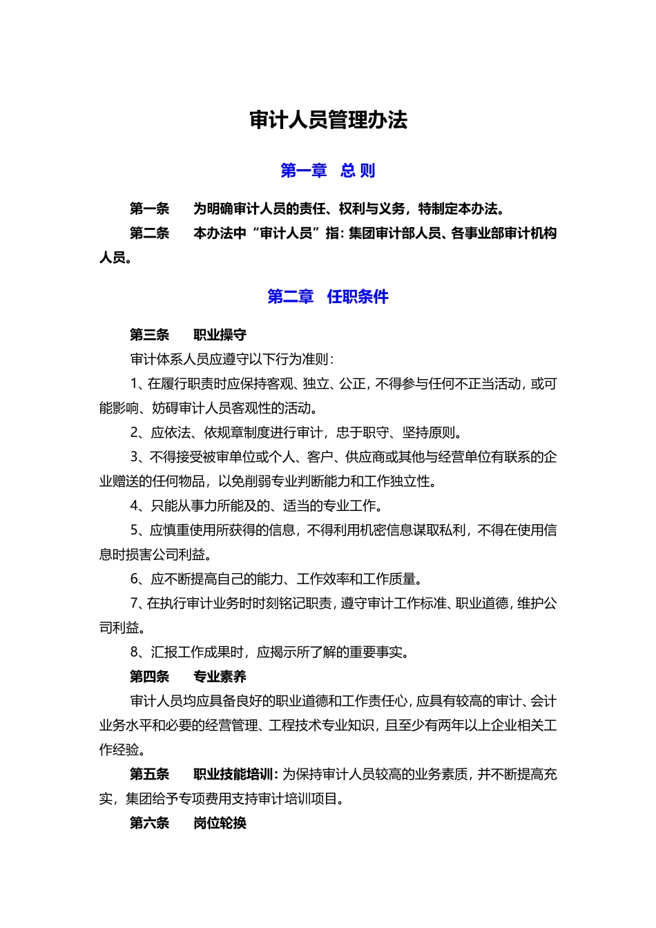 审计人员管理办法_第1页