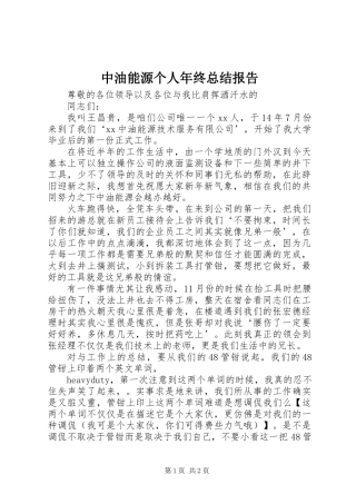 中油能源个人年终总结报告