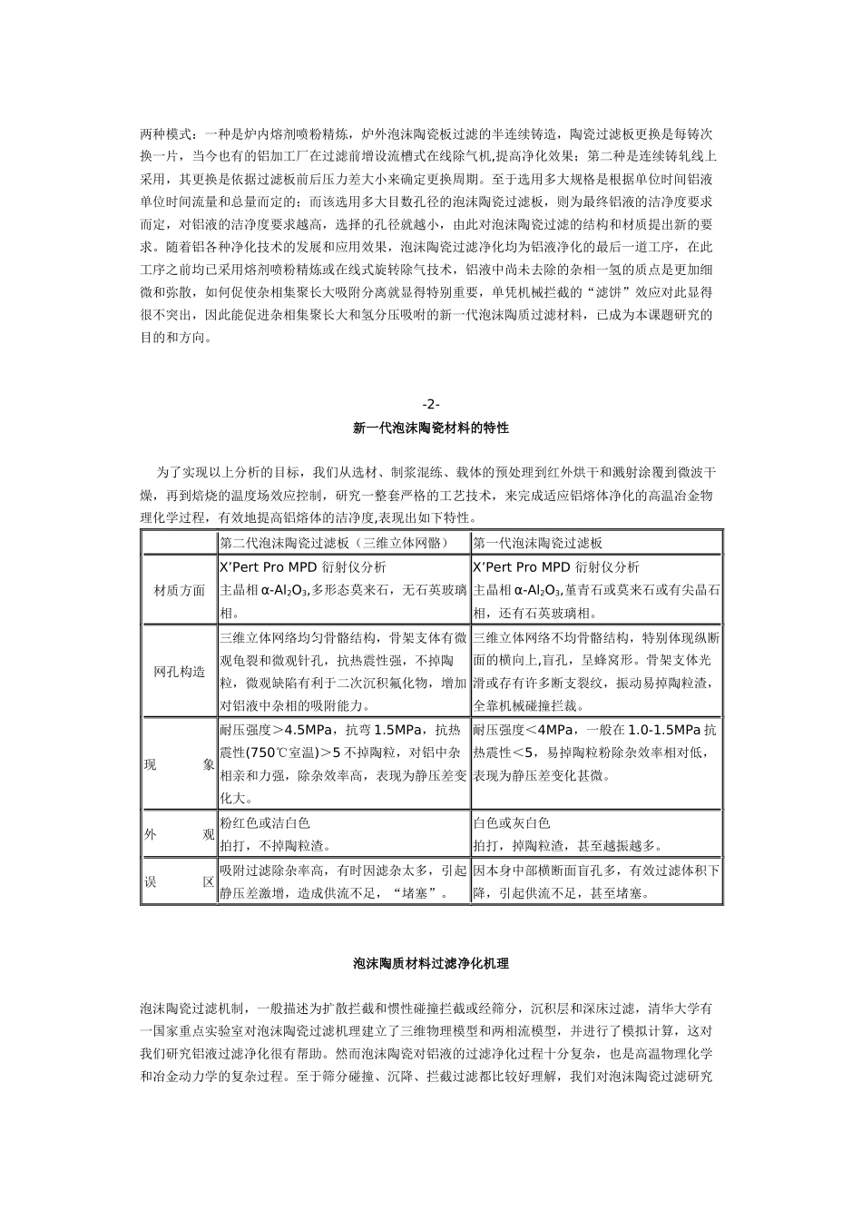 铝熔体净化用的新型泡沫陶瓷过滤板_第2页