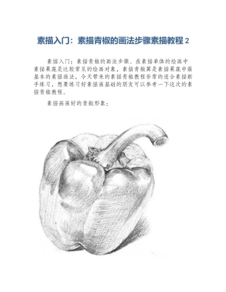 素描入门：素描青椒的画法步骤素描教程2