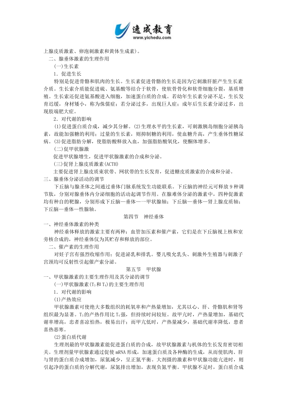 全国成人高考专升本统考复习专用教材_医学综合第十一章内分泌_第2页